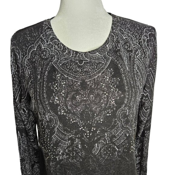 Desigual Edinburgo Back Vent Black Sequin Sweater Medium Goth Grunge - Picture 2 of 13